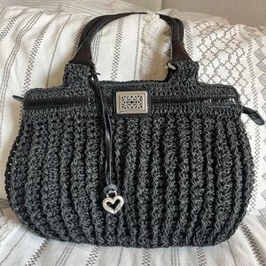 Brighton Wynn Raffia Chic Black Shoulder Bag